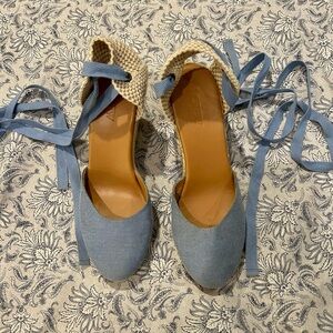 J. Crew Stylish Blue Espadrille Flats Size 7.5